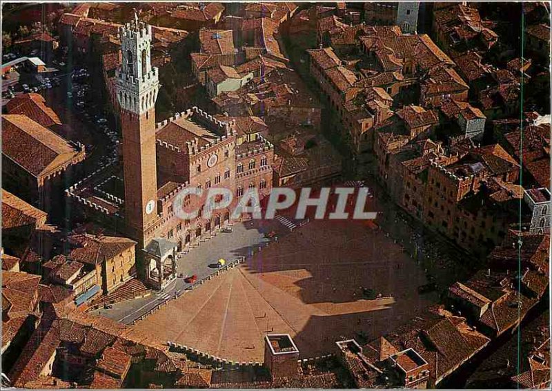 Postcard Modern Siena Piazza del Campo View of Airplane