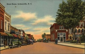 Jacksonville NC Street Scene Linen Postcard