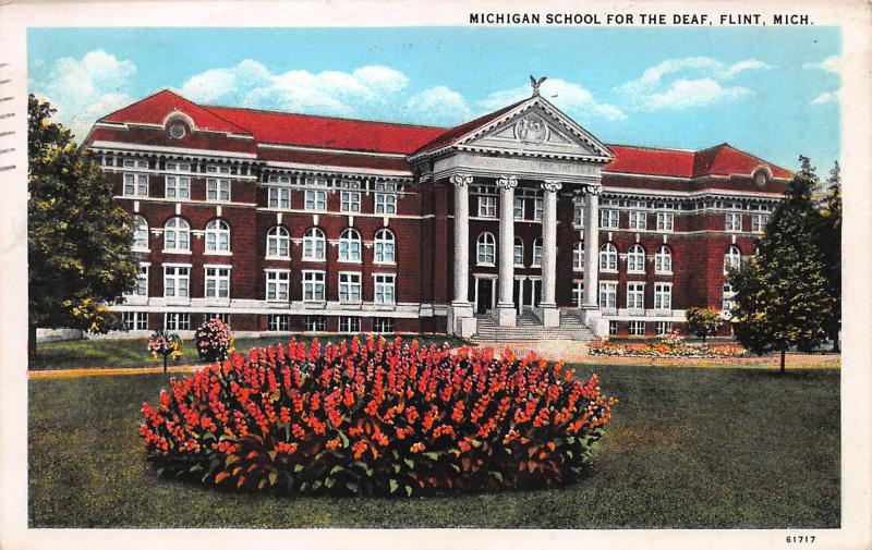 Michigan School for the Deaf, Flint, Michigan, Early Postcard, Used in 1931