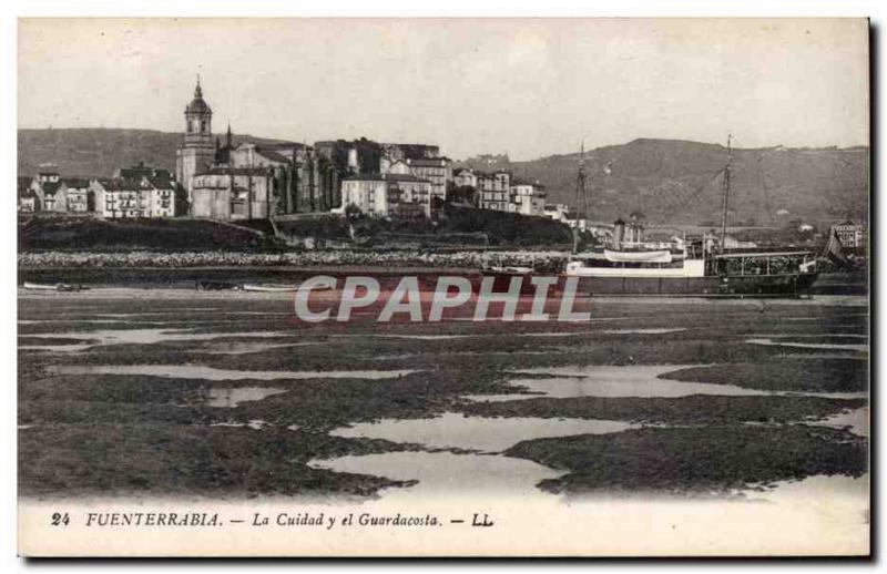 Old Postcard Fuenterrabia Spain Espana Spain La Ciudad y el GUARDACOSTA