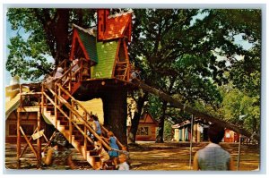 Dundee Illinois IL Postcard Santa's Village Tree House Children c1960's Vintage