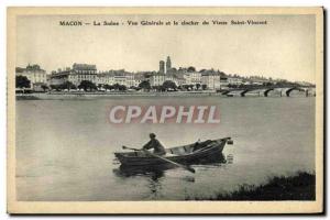 Old Postcard Macon Vue Generale and steeple of the Old St Vincent