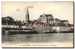 Old Postcard Auxerre Church of Saint Germain and the Quays