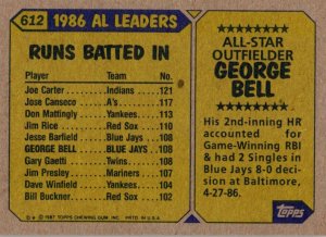 1987 Topps Baseball Card George Bell Baltimore Orioles sun0711