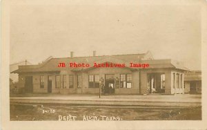 Depot, Texas, Alvin, RPPC, Atchison Topeka & Santa Fe Railroad Station, Zercher