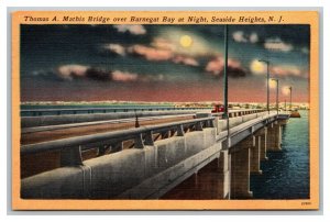 Vintage 1954 Postcard Thomas A. Mathis Bridge Barnegat Bay Seaside Heights NJ