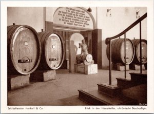 Postcard Germany - Sektkellerein Henkell Main Cellar with Bacchus Statue