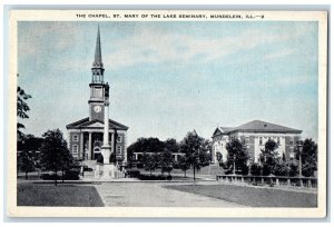 c1940 Chapel St. Mary Lake Seminary Church Exterior Mundelein Illinois Postcard