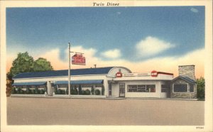 Knoxville TN Tennessee Twin Diner Linen Roadside Postcard