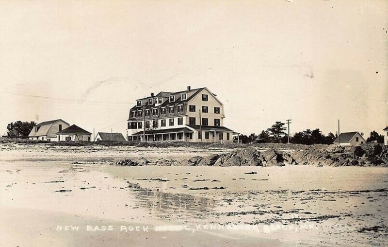 Kennebunk Beach ME New Bass Rock Hotel Real Photo Postcard