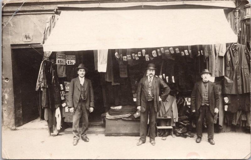 Clothing Merchants Businessmen Clothes Priced KR Sweden ? RPPC Postcard E26