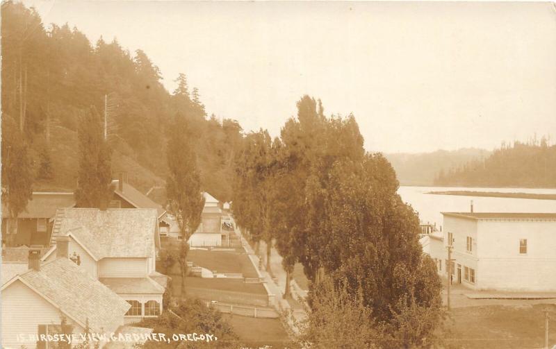 F14/ Gardiner Oregon RPPC Postcard c1910 Birdseye View Homes Store 3