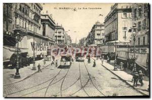 Old Postcard Marseille Street Tramways cannebiere