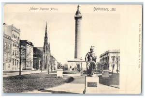 c1905 View Of Mount Vernon Place Statue Baltimore Maryland MD Antique Postcard