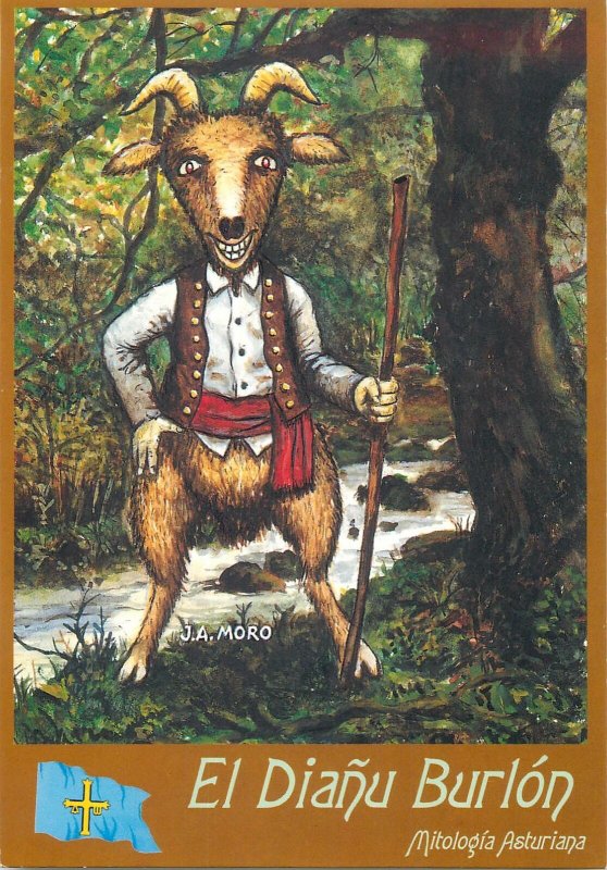 Surealism Fantasy Postcard Mitologia Asturiana El Dianu Burlon