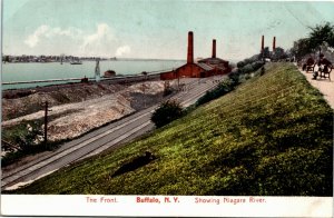Postcard NY Buffalo The Front Showing Niagara River - Railroad, Bridge C.1905 C1