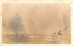 RPPC U.S. Atlantic Fleet In Line Formation Off Newport RI Vintage Postcard H45