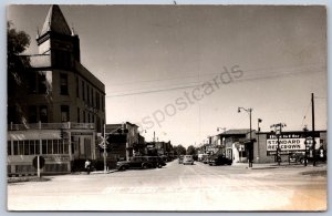 K45/ East Tawas Michigan RPPC Postcard c1940s Main Street Stores 327