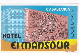 Morocco Casablanca Hotel El Mansour Vintage Luggage Label sk2263