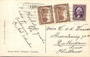 colombia, CARTAGENA, Calle Román, La Ilusion (1920s) RPPC Mixed Franking USA