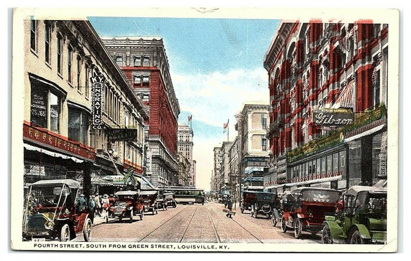 Fourth Street, South from Green Street, Louisville, KY Postcard *6W2