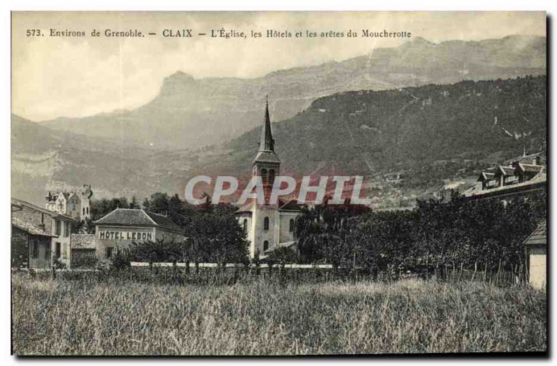 Old Postcard Environs de Grenoble Claix The Church's Hotels and edges of Mouc...