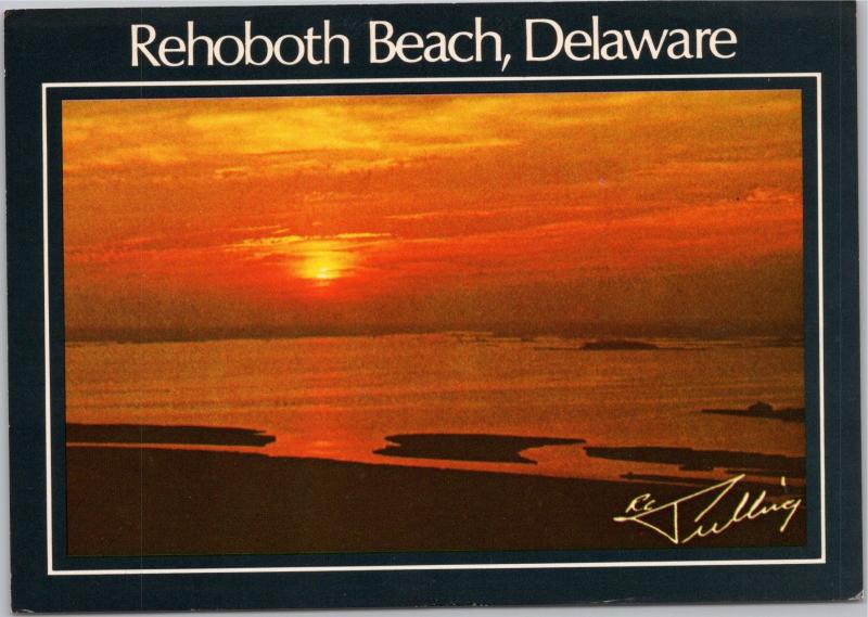 postcard Rehoboth Beach Delaware, beach sunset