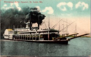 Postcard Mississippi River Steamer in St. Louis, Missouri
