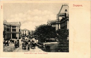 PC CPA SINGAPORE, POLICE OFFICE AND POLICE COURT, VINTAGE POSTCARD (b4252)