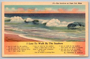 Ocean Seashore Cape Cod  Massachusetts Postcard