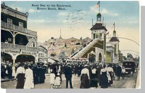 Revre Beach, Mass/MA Postcard, People On Boulevard, 1917!