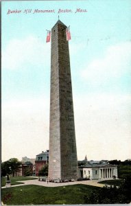 Vtg 1910s Bunker Hill Monument Boston Massachusetts MA unsed Antique Postcard