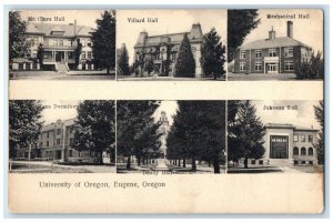 c1940 University Oregon Hall Multiview Exterior Building Eugene Oregon Postcard