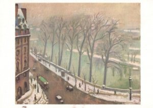 Marquet Quai Conti With Snow Painting Rare Vintage Postcard