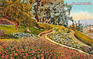 LOS ANGELES  CA CALIFORNIA~ELYSIAN PARK-FLOWER BEDS-TRAILS POSTCARD