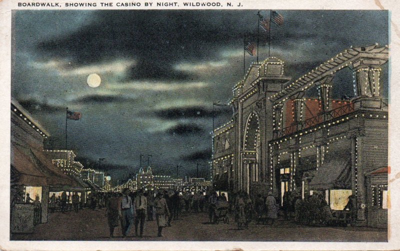 10852 Boardwalk, Casino at Night, Wildwood, New Jersey 1923