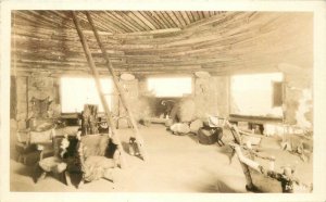 Arizona Grand Canyon Hopi House Interior 1930s RPPC Photo Postcard 22-8203