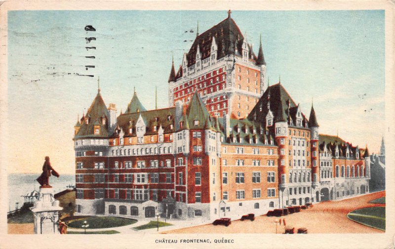 Chateau Frontenac, Quebec, Canada,  Early Postcard, Used in 1929