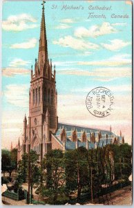 VINTAGE POSTCARD ST. MICHAEL'S CATHEDRAL AT TORONTO ONTARIO CANADA MAILED 1908