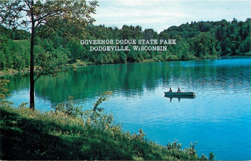 Governor Dodge State Park Dodgeville Wisconsin boating fishing Postcard