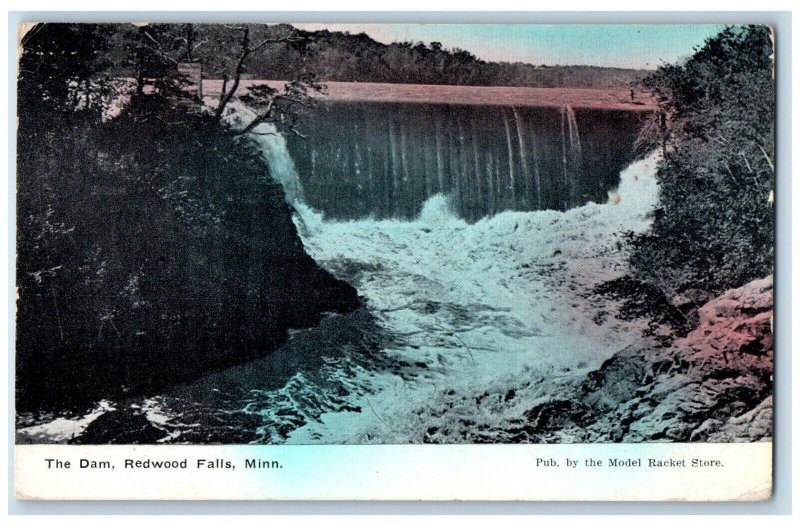 c1910 Dam Redwood Falls Waterfalls River Minnesota MN Vintage Antique Postcard