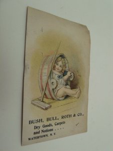 Bush Bull Roth & Co Dry Goods Carpets & Notions Child Sitting in Wash-Tub Broom