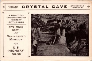 Postcard MO Springfield - Crystal Cave US 65 Mann Sisters Owners