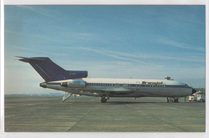 Transjet Boeing 727-30C Tarmac Blue White Livery Airplane Aviation Postcard