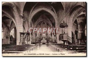 Old Postcard Champigny sur Yonne Yonne Interior of the Church