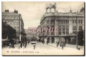 Old Postcard Le Havre Rue de Paris Tramway