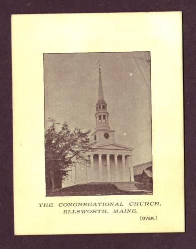 ME Congregational Church Ad Card ELLWSORTH MAINE