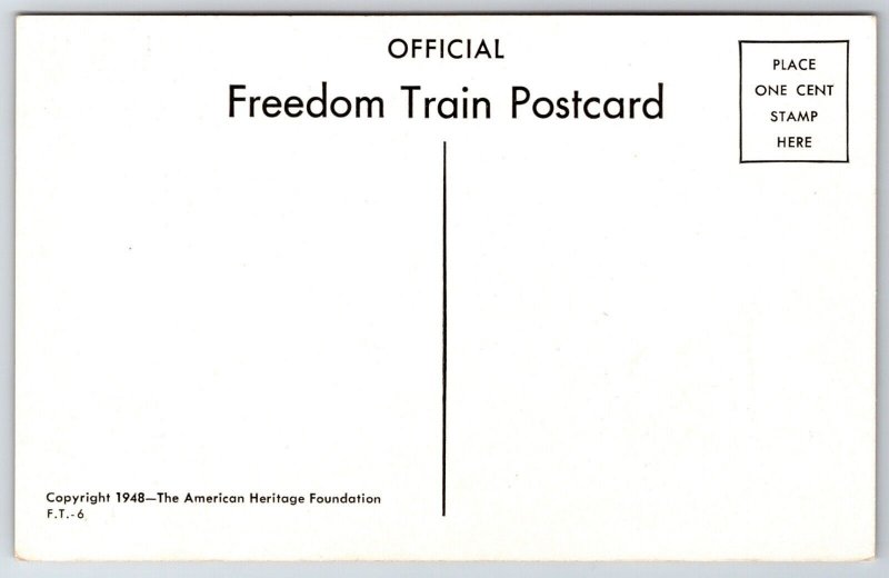 Patriotic Freedom Train Card 1948 WWII Freedom Pledge UNP Chrome Postcard C16 