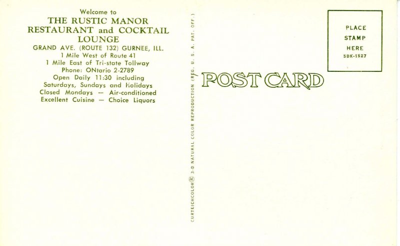 IL - Gurnee. Rustic Manor Restaurant & Cocktail Lounge