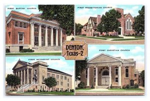 Denton Texas A City Of Churches Multi View Postcard